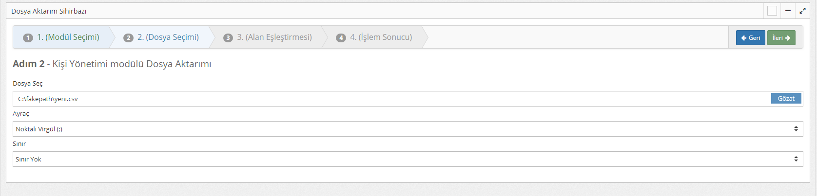 Excel Aktarım İşlemi 2